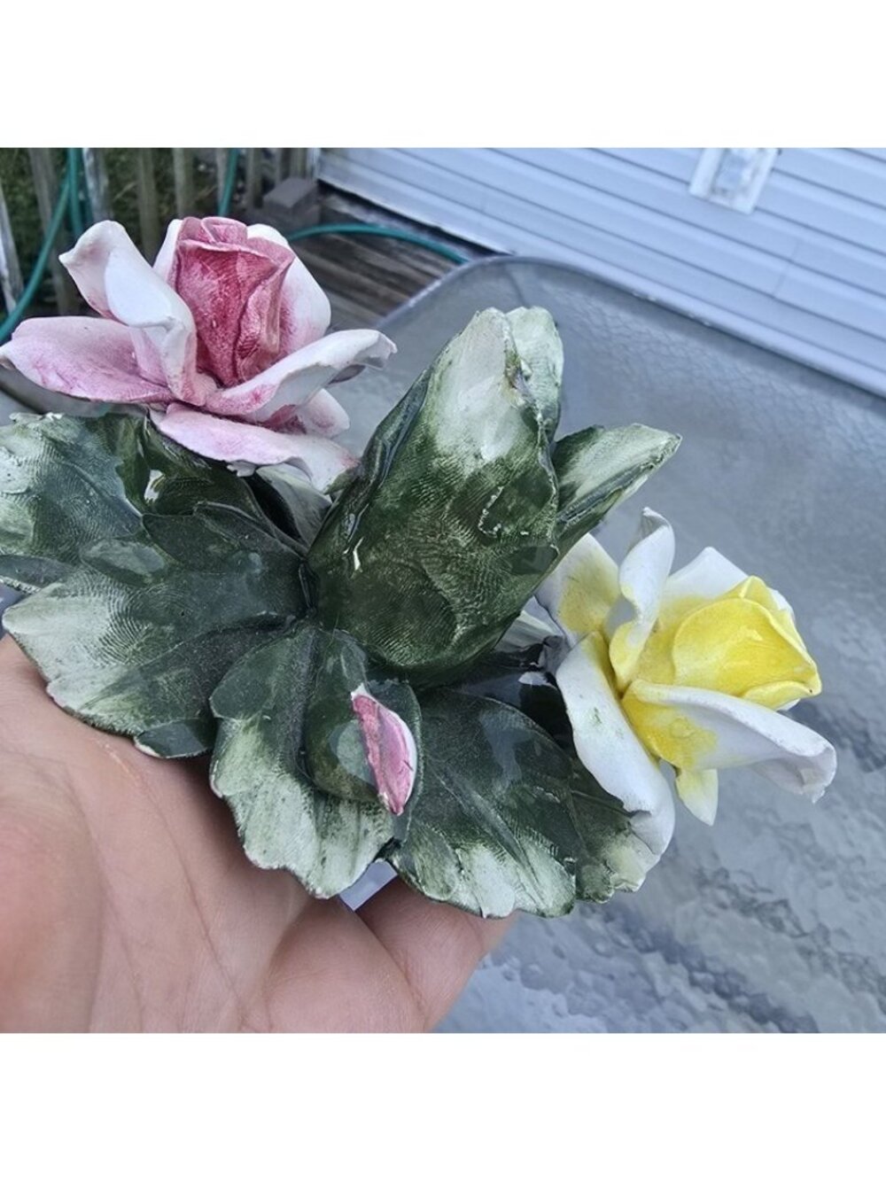 Pair Of Capodimonte Flower Candlestick Holder Made in Italy Hand Painted Vintag - Picture 7 of 12